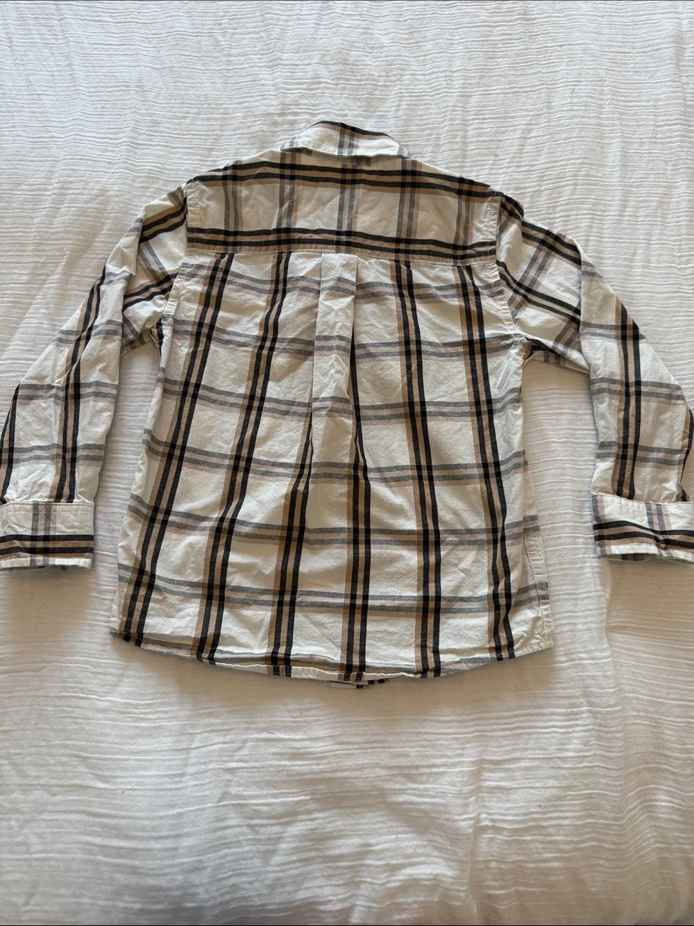 Boys Beige Plaid Button-Up Shirt size 6